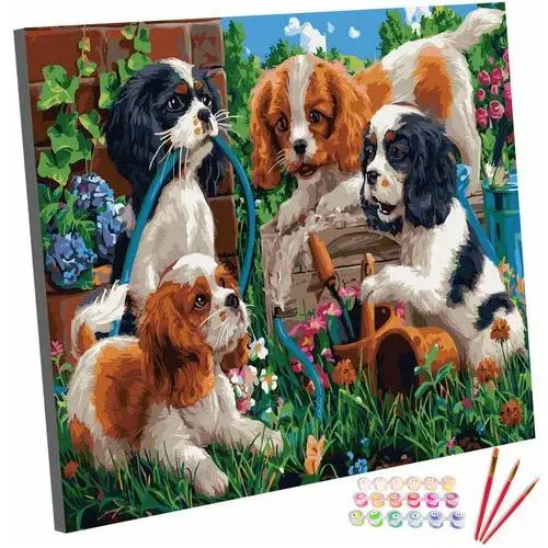 Zestaw do malowania po numerach, 40x50 cm, bawiące się psy 123art