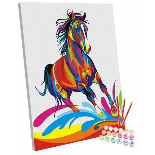 Zestaw do malowania po numerach, 40x50 cm, Kolorowy Koń