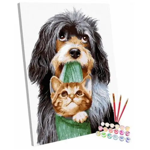 Zestaw do malowania po numerach, 40x50 cm, Pies i Kot
