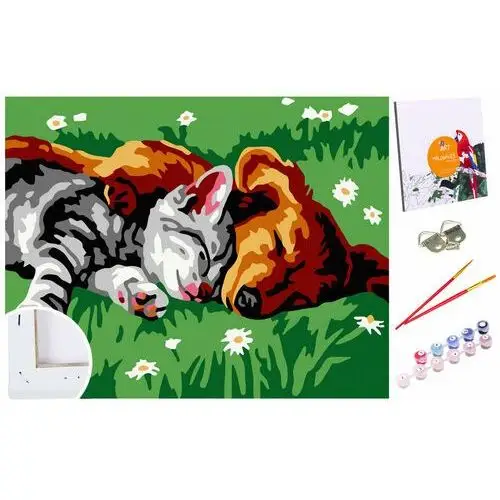 123art Zestaw do malowania po numerach dla dzieci, 20x30 cm, pies i kot