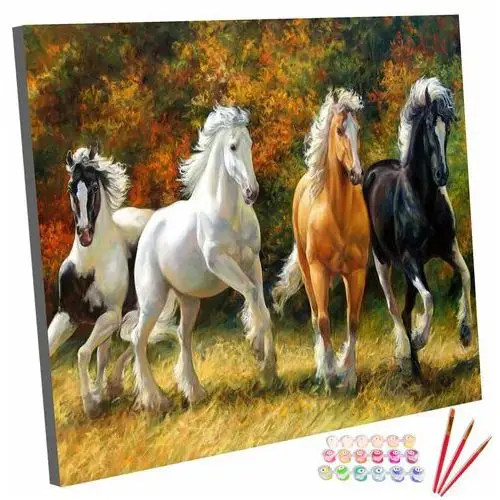 Zestaw do malowania po numerach, konie w galopie, 40x50 cm 123art