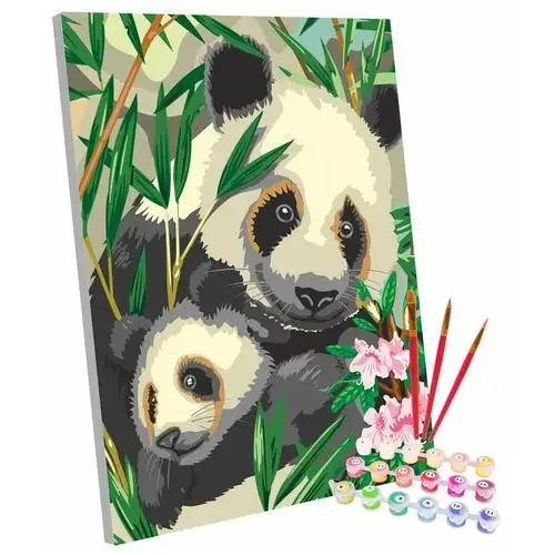 123art Zestaw do malowania po numerach, pandy, 40x50 cm