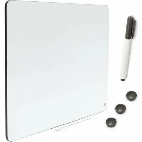 2x3 Bezramowa tablica suchościeralna magnetyczna czarne obrzeże 100x70 cm w zestawie z półką, pisakiem oraz 3 magnesami