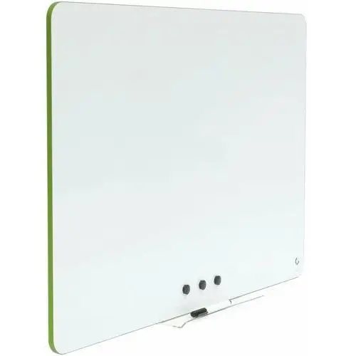 Bezramowa tablica suchościeralna magnetyczna zielone obrzeże 100x70 cm w zestawie z półką, pisakiem oraz 3 magnesami! 2x3