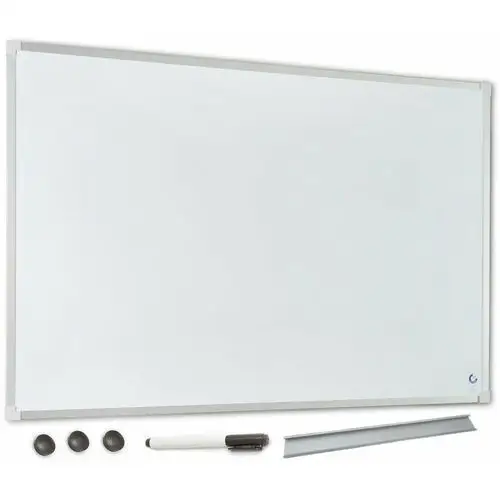 2x3 Tablica magnetyczna suchościeralna biała 100x80 cm szkolna biurowa edukacyjna w ramie aluminiowej w zestawie z półką, 3 magnesami i pisakiem w kolor