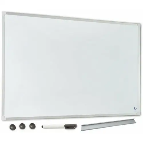 2x3 Tablica magnetyczna suchościeralna biała 180x120 cm szkolna biurowa edukacyjna w ramie aluminiowej w zestawie z półką, 3 magnesami i pisakiem w kolo