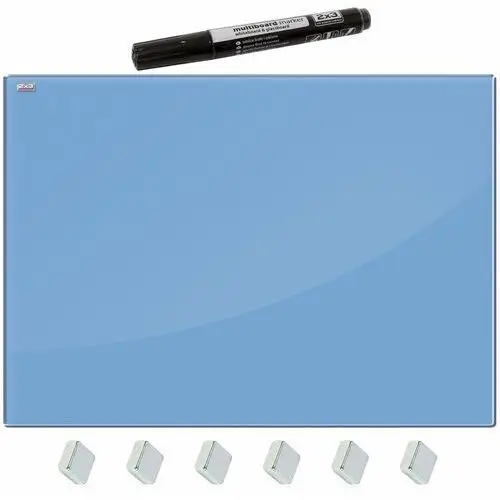 2x3 Tablica magnetyczna suchościeralna szklana ozdobna niebieska 60x40 cm