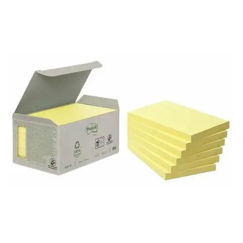 Ekologiczne karteczki samoprzylepne Post-it® z certyfikatem PEFC Recycled, Żółte, 76x127mm, 6x100 karteczek