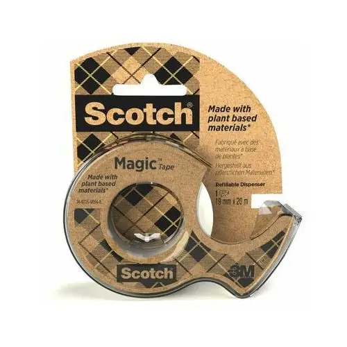 Taśma klejąca, scotch® magic™ greener choice z certyfikatem ok biobased, niewidoczna, na podajniku, 19mm x 20m 3m
