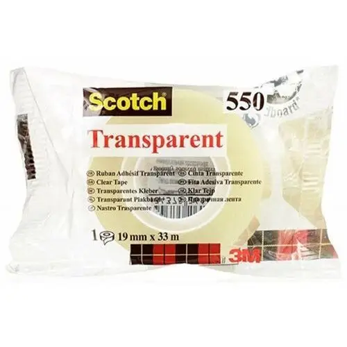 Taśma samoprzylepna 19mmx33Mb Transparentna 3M Scotch 550