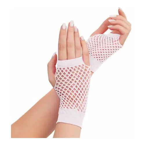 Rękawiczki z siatki bez palców białe krótkie 11cm