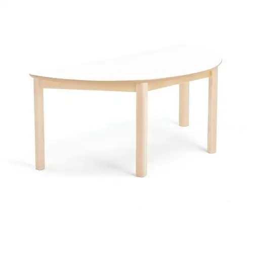 Stół dla dzieci zet, półokrągły, 1200x600x500 mm, brzoza, biały Aj produkty