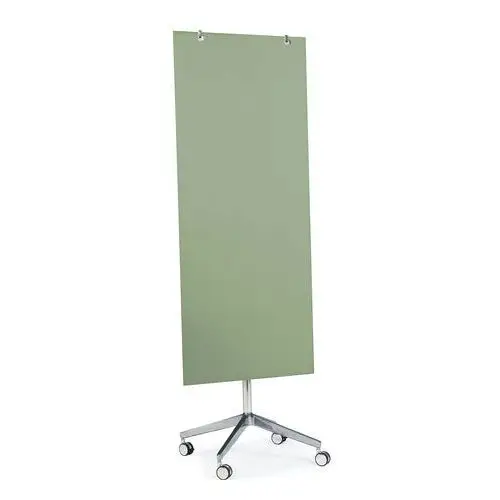 Szklana tablica suchościeralna STELLA, na kółkach, pastelowa zieleń, 3803725