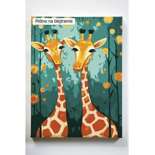 Akrylowo Dwie żyrafy, zwierzęta, dla dzieci, malowanie po numerach, blejtram