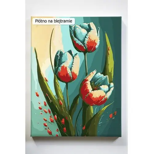 Akrylowo Rumiane tulipany, tulipan, kwiaty, kwiatki, kwiat, malowanie po numerach