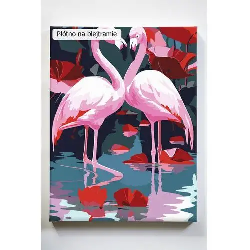 Akrylowo Symbol miłości, flamingi, ptaki, malowanie po numerach