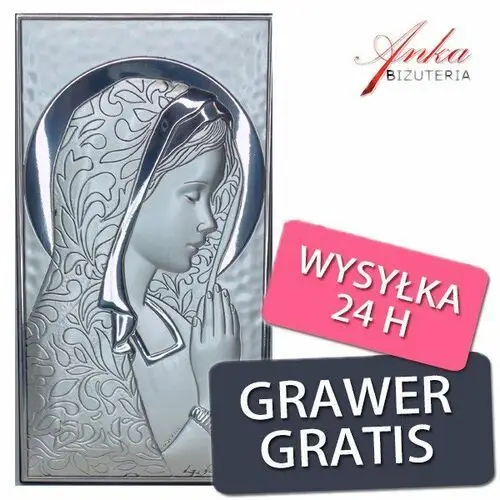 Ankabizuteria.pl obrazek srebrny madonna 8,5 cm 4,5 cm