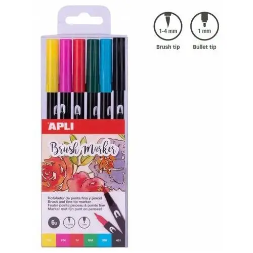 Markery dwustronne brush marker Apli kids