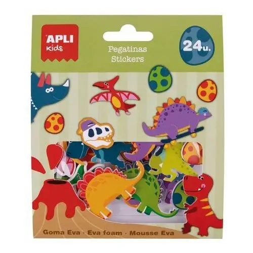 Apli Kids, Naklejki z pianki EVA - Dinozaury 24 szt