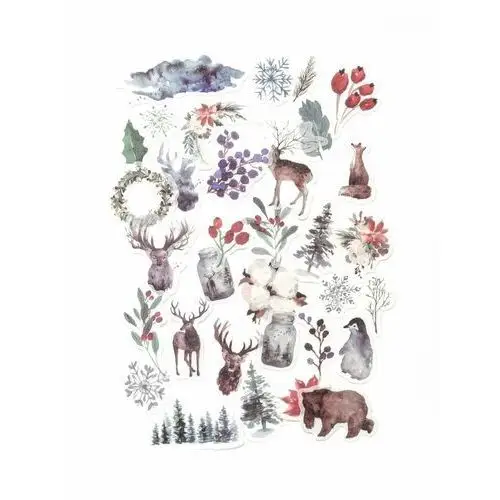Naklejki papierowe zimowy las (40szt)- półprodukt dekoracyjny Argo sa