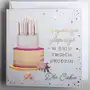 Kartka urodzinowa dla kobiety, różowy tort i złocenia Art nuvo Sklep