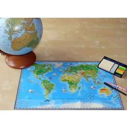 Podkładka na biurko, dwustronna - świat map do ćwiczeń dla dzieci, Artglob
