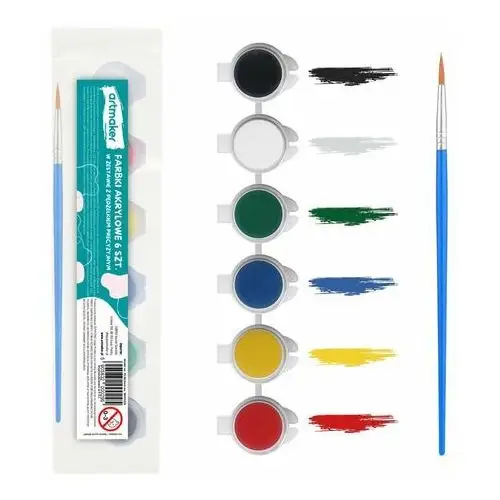 Farby akrylowe zestaw farb akrylowych 6 szt. farbki do malowania 6x3 ml + pędzelek