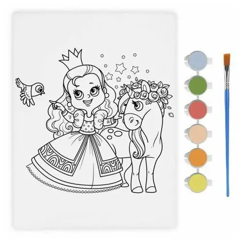 MALOWANIE PO NUMERACH dla dzieci OBRAZEK DO MALOWANIA kolorowanka księżniczka