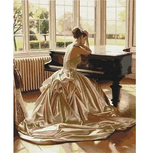 Artnapi 40x50cm Obraz Do Malowania Po Numerach Na Drewnianej Ramie - Dziewczyna przy fortepianie 40x50