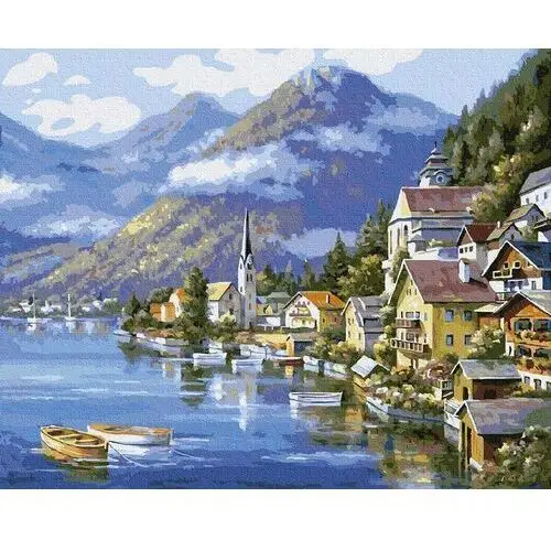 Artnapi 40x50cm Obraz Do Malowania Po Numerach Na Drewnianej Ramie - Hallstatt. Austria