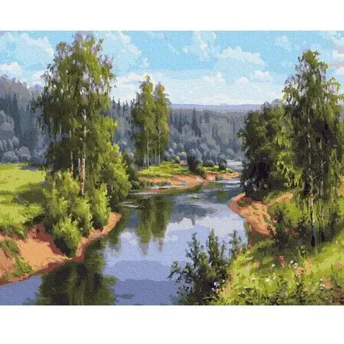 Artnapi 40x50cm Obraz Do Malowania Po Numerach Na Drewnianej Ramie - Letni krajobraz
