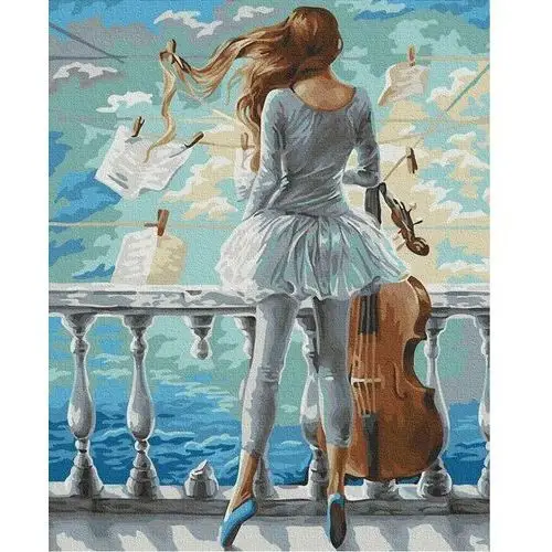 Artnapi 40x50cm Obraz Do Malowania Po Numerach Na Drewnianej Ramie - Morze i wiolonczela