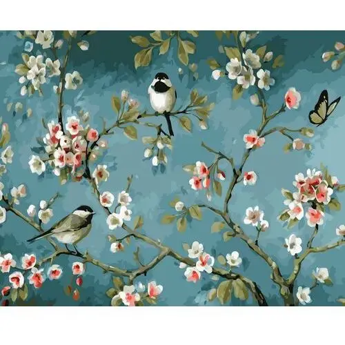 Artnapi 40x50cm Obraz Do Malowania Po Numerach Na Drewnianej Ramie - Ptaki W Gałęziach