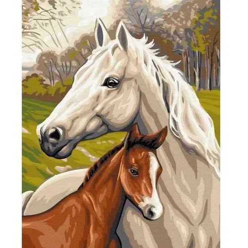 Artnapi 40x50cm obraz do malowania po numerach na drewnianej ramie - rodzina koni