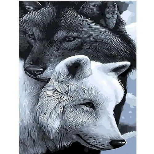 Artnapi 40x50cm obraz do malowania po numerach na drewnianej ramie - wilki dobra i ciemności