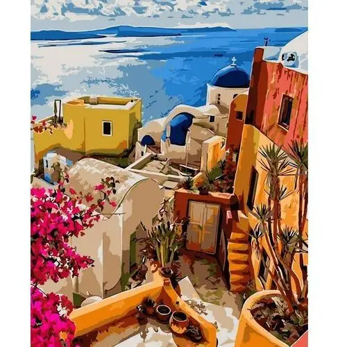 Artnapi 40x50cm Obraz Do Malowania Po Numerach Na Drewnianej Ramie - Wyspa Santorini, Grecja