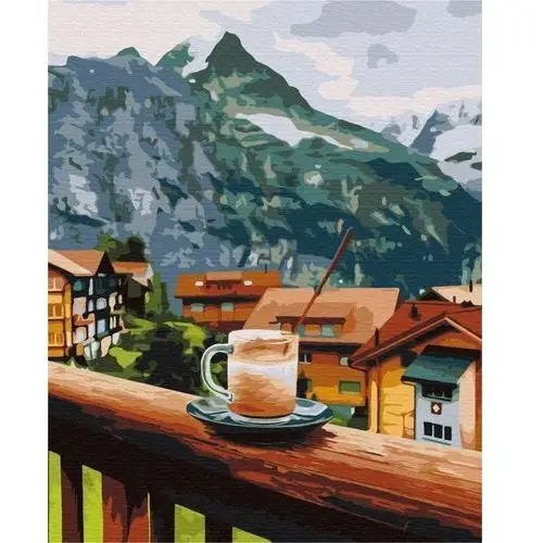 40x50cm zestaw do malowania po numerach - cappuccino o smaku górskim - na drewnianej ramie Artnapi