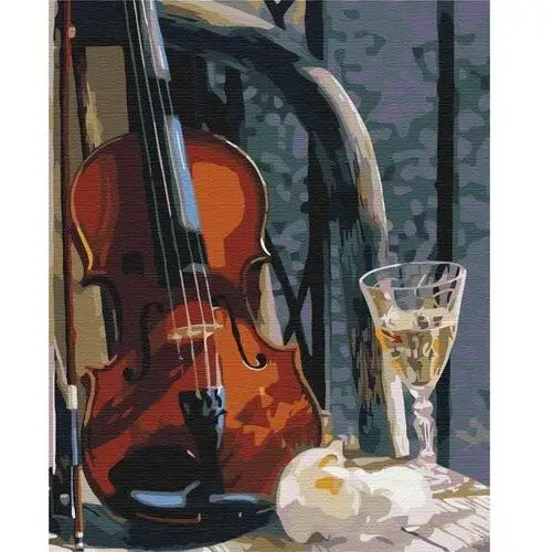 Artnapi 40x50cm zestaw do malowania po numerach - skrzypce z winem - na drewnianej ramie