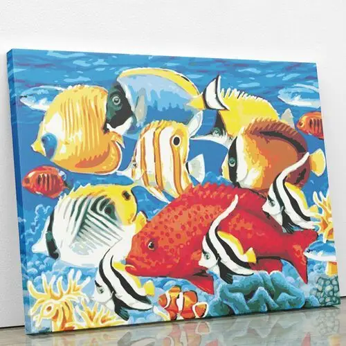 Akwarium dyskowców - Diamentowa mozaika, haft diamentowy 50 x 40 cm