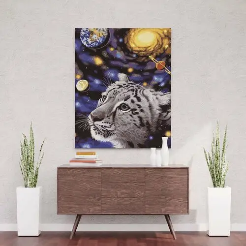 Dziki kot w kosmosie - diamentowa mozaika, haft diamentowy 50 x 40 cm Artonly