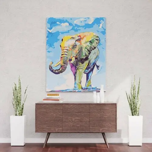 Kolorowy słoń - Malowanie po numerach 50x40 cm