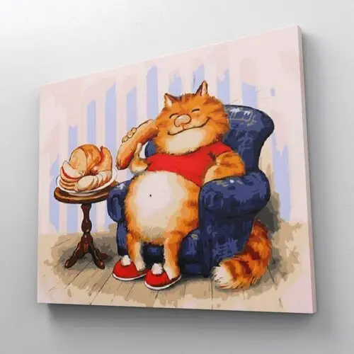 Kot Obżartuch - Irina Zeniuk – Malowanie Po Numerach 50X40 Cm