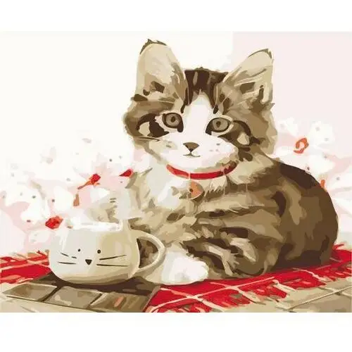 Artonly Kot z filiżanką - malowanie po numerach 30x40 cm