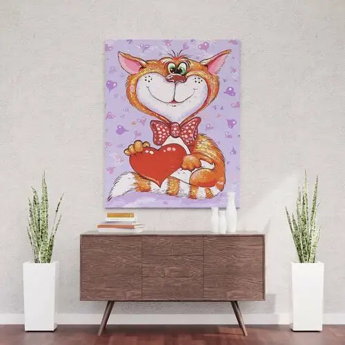 Artonly Kot z sercem - malowanie po numerach 50x40 cm