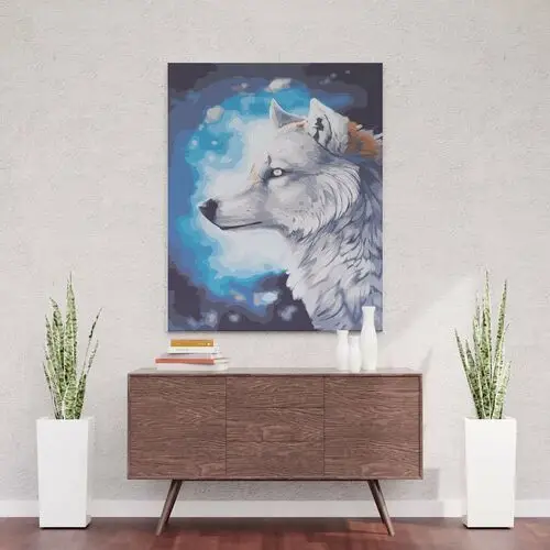 Malowanie po numerach - Biały wilk 50x40 cm