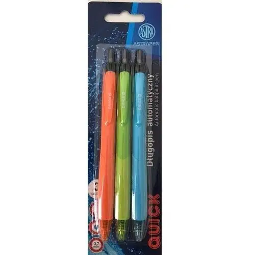 Długopis automatyczny quick pen astra 0.7 mm blister 3 sztuki