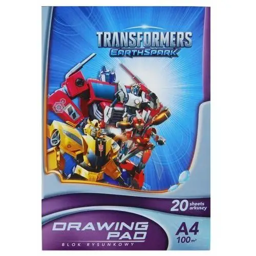 Blok rysunkowy biały A4 20ark Transformers Astra