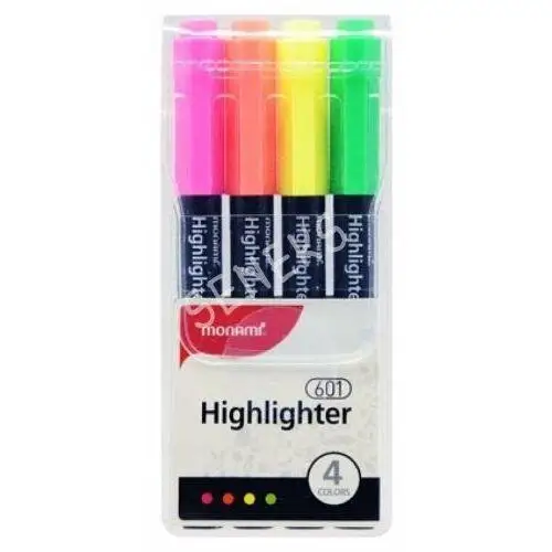 Cienki Zakreślacz Highlighter 601 - Zestaw 4 Kolorów