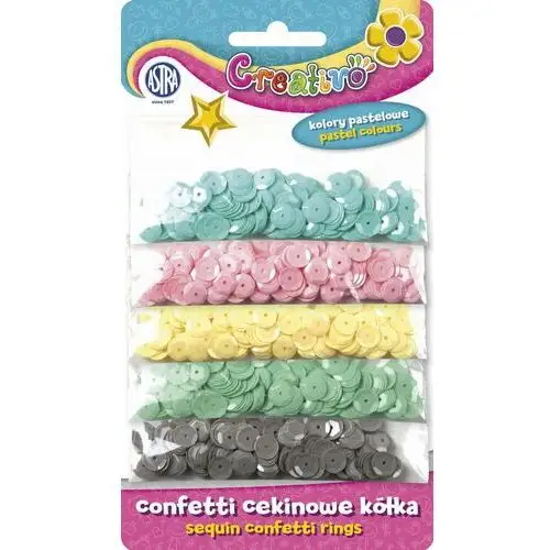 Confetti cekinowe kółka creativo - mix 5 kolorów pastelowych 1000 sztuk Astra