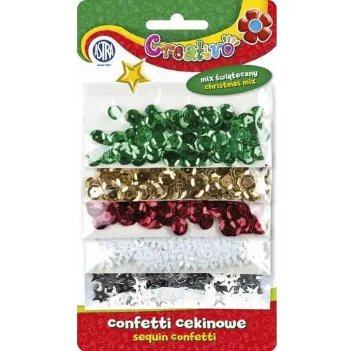 Confetti cekinowe kółka Astra Creativo - mix 5 wzorów świątecznych 1000 sztuk